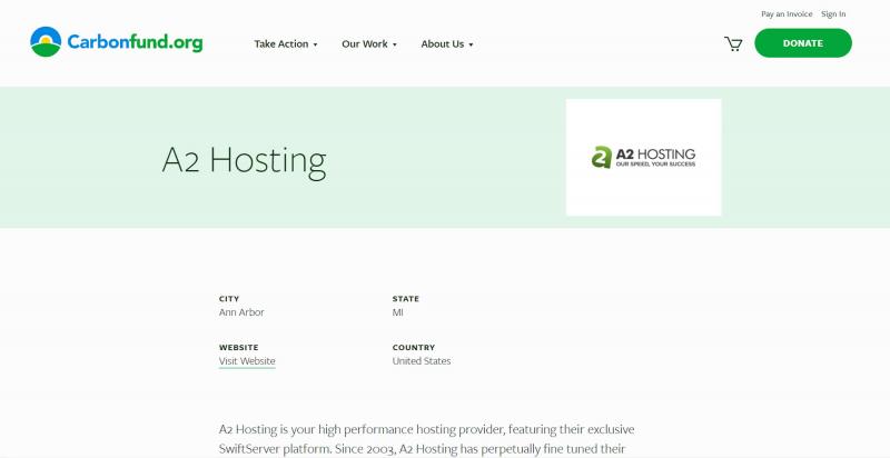 The A2 Hosting Carbonfund page.