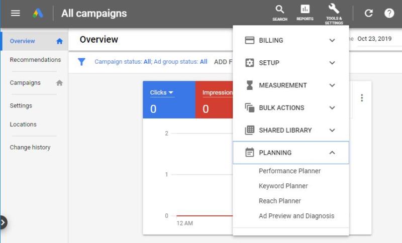 The Google Keyword Planner option.