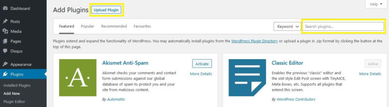 Adding a new WordPress plugin.