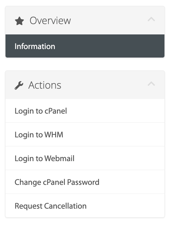 A2 Hosting's reseller hosting package dashboard.