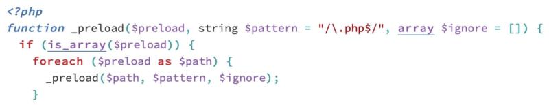 The preloading function being implemented in PHP.