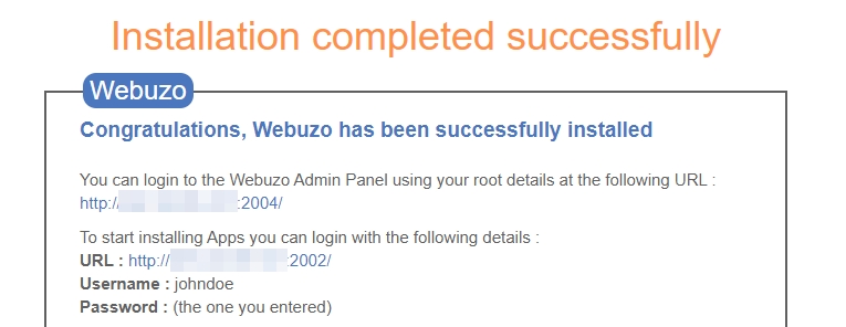 Webuzo's installation instructions.