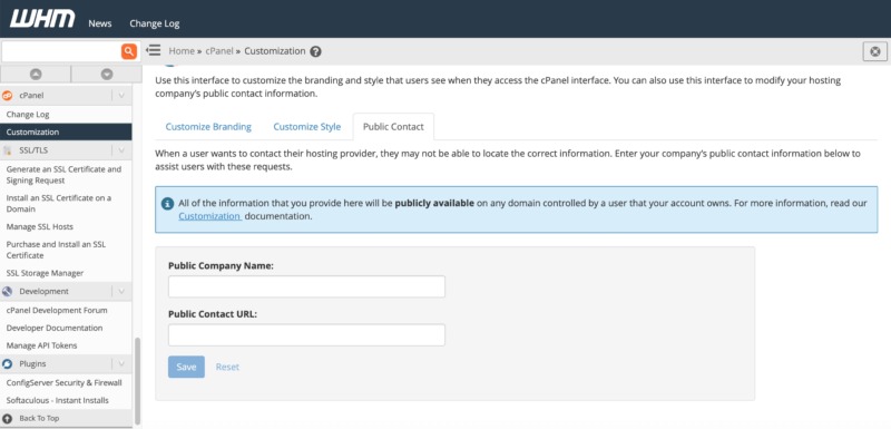 The WHM tool for reseller hosting.