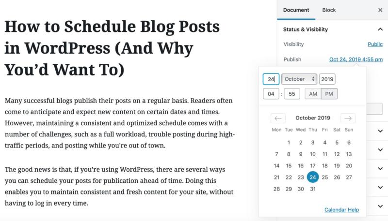 A view of the WordPress admin blog post screen. 