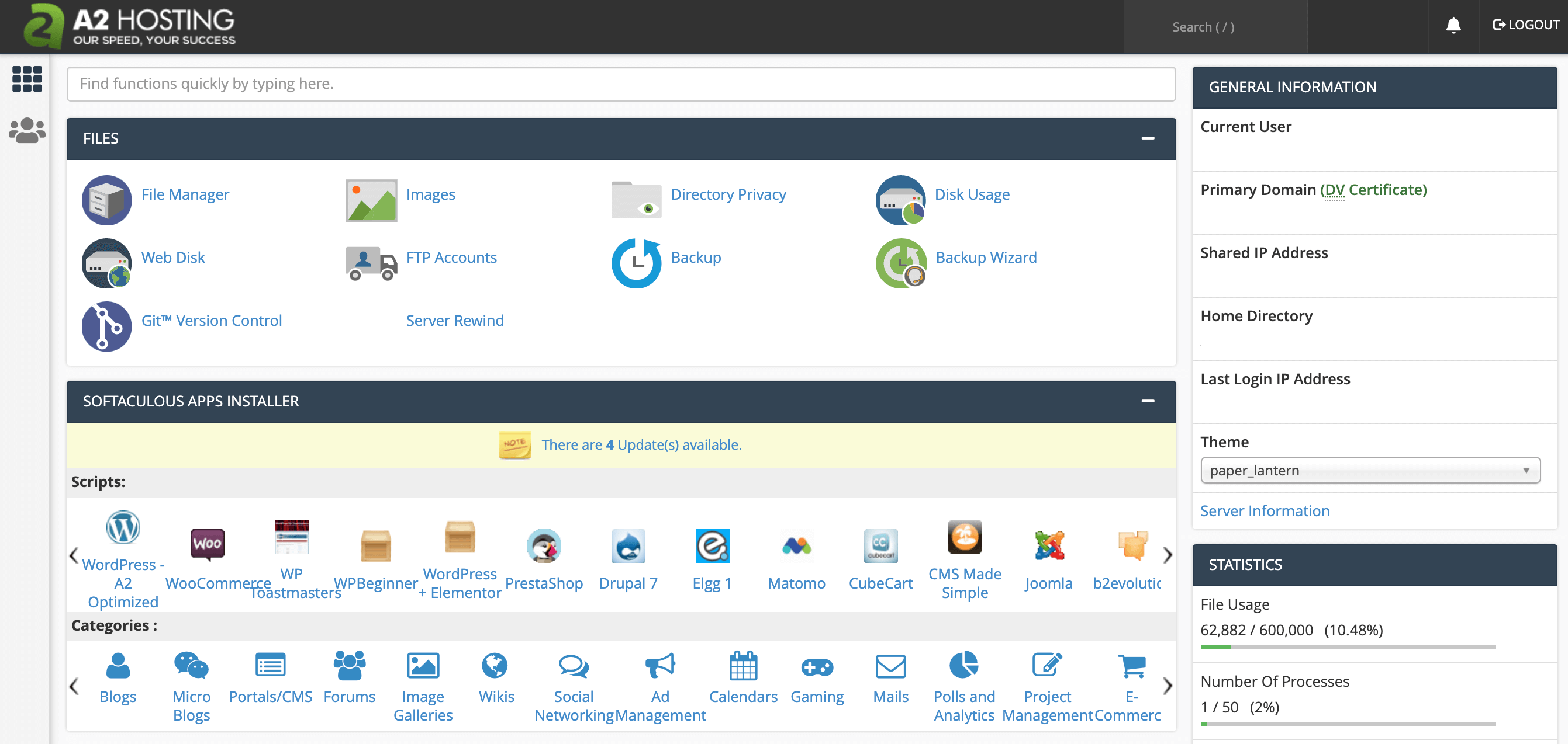 A2 Hosting's backup tools.