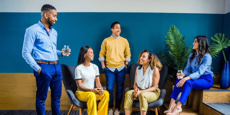 A group having a conversation.