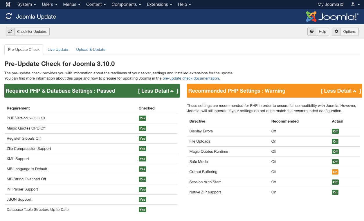 Pre-Update Check for Joomla 3.10.0